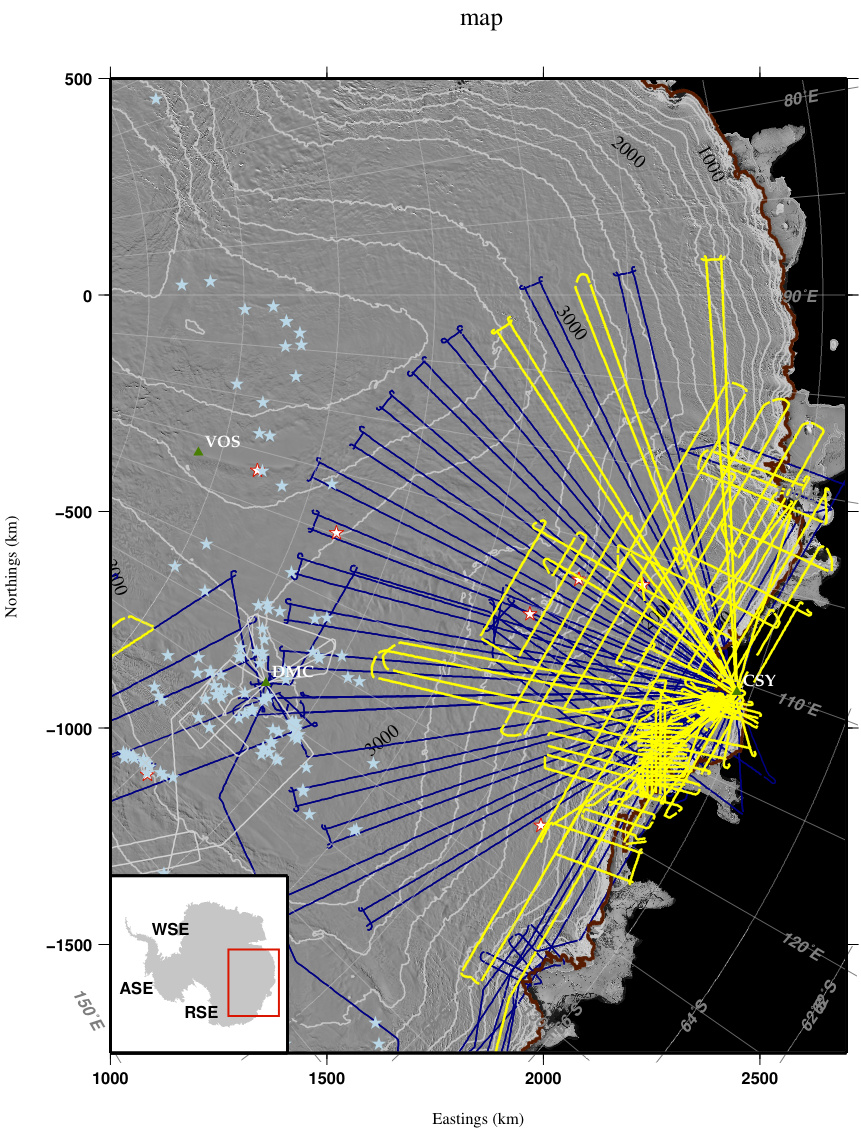 A radarkép drámai változatosságot mutat a sima jégfelszín alatt