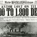 A New York American bölcsen nem közölt pontos számot a halottakról. A lap illusztrátora úgy képzelte, a Titanic frontálisan ütközött a jégheggyel.