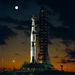 Az Apollo-4, a Saturn V-ös rakéták első repülő példánya a 39A platformon, 1967. november 8-án.