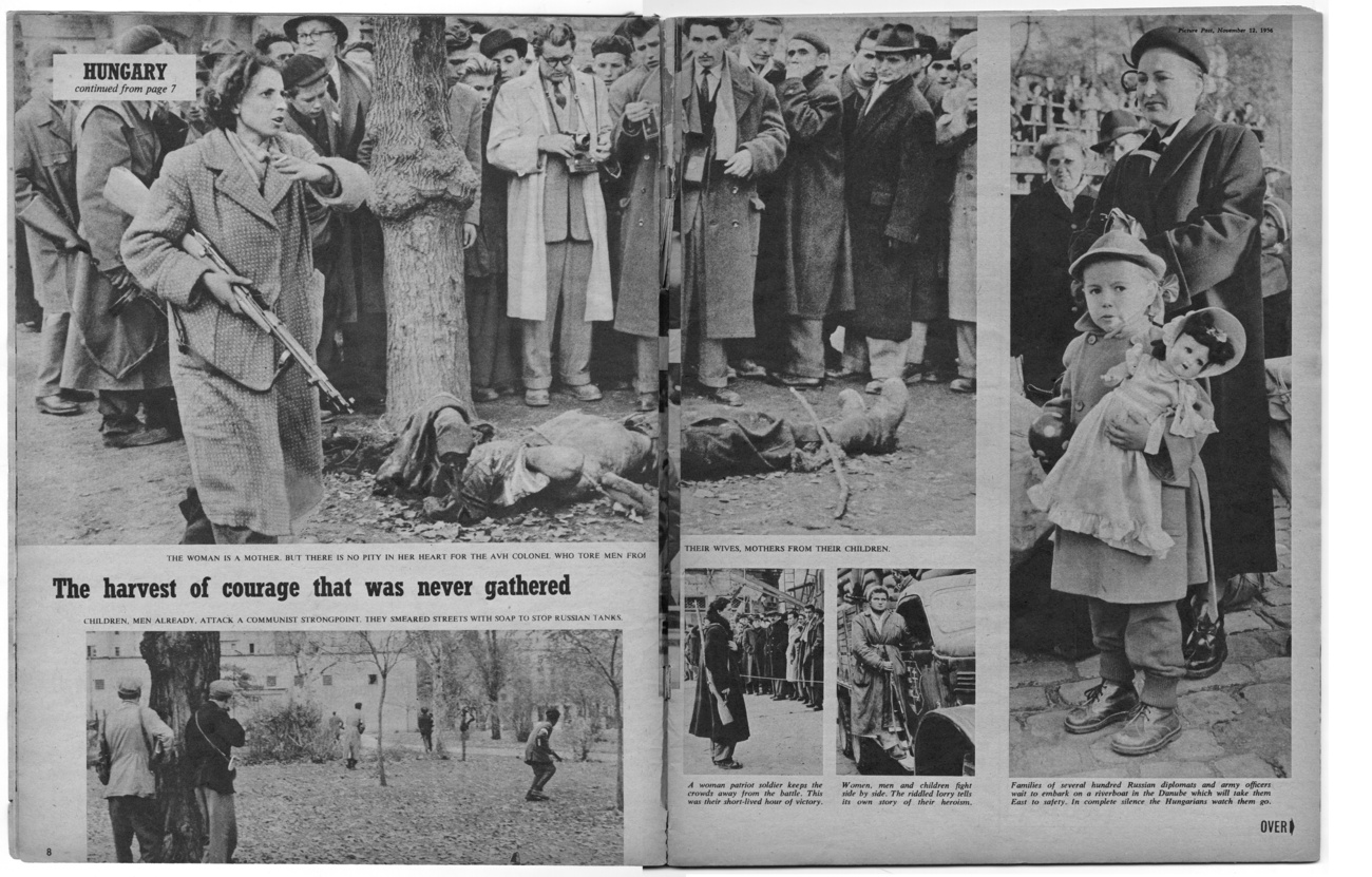 A Picture Posttal egyidőben közölt képes beszámolót a forradalomról a LIFE magazin is. A tízoldalas riport a lap 35. oldalán kezdődött, a borotvareklám után. (A fenti kép egy következő lapszámban jelent meg, a magyar nők küzdelmét bemutató cikk mellett.)