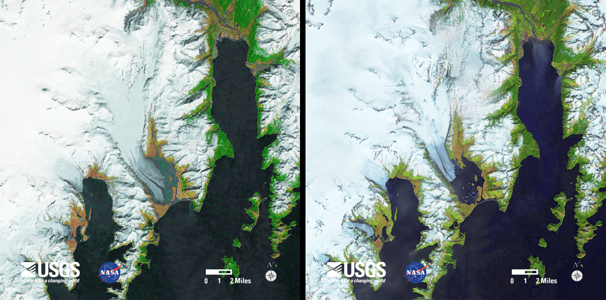 A Pine Island gleccser az Antarktiszon. Ez az egyik legnagyobb mozgó gleccser, hatalmas jéghegyek szakdnak le róla.