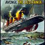 A Lusitania elsüllyesztését ábrázoló, bosszúra toborzó ír propagandaplakát.
