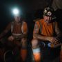 Két bányász tart pihenőt az Egyesült Királyság második legmélyebb sóbányájában. Az 1400 méter mély Boulby bánya 1973 óta üzemel.