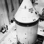 1967. január. Készen várja a Kennedy Űrközpontban a február 21-re tervezett startot az Apollo-1 űrhajó.